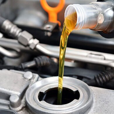 Fresh oil being poured during a service